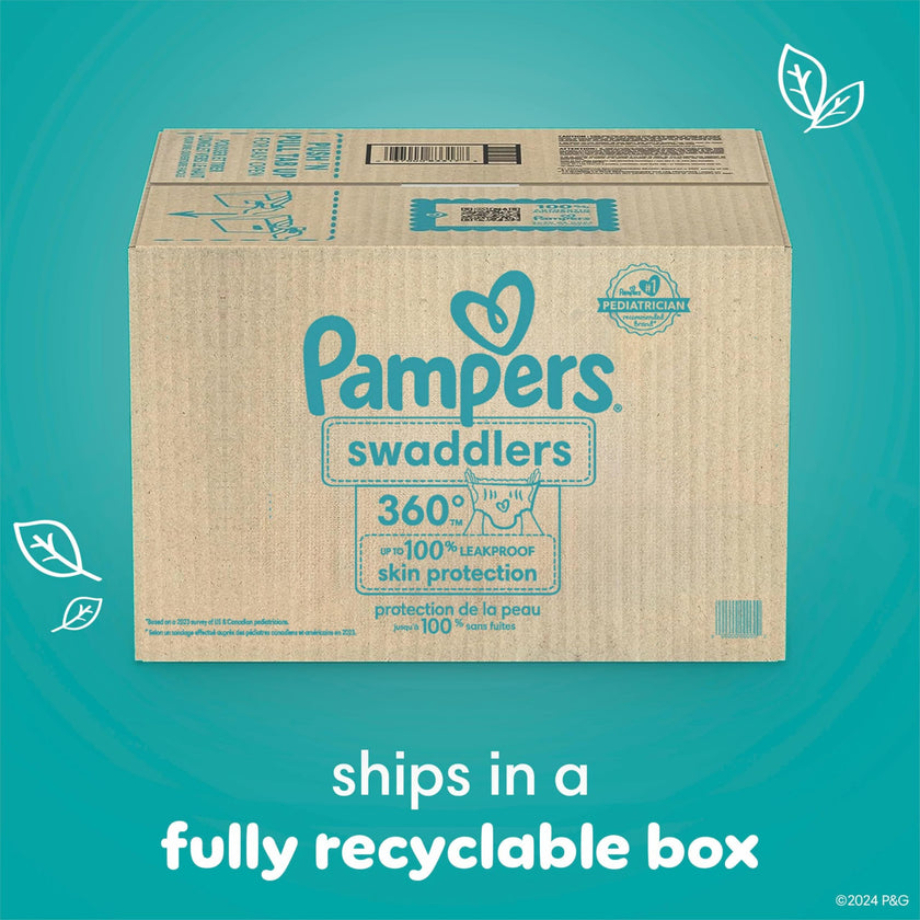 Pampers Diapers - Swaddlers 360 degrees - Size 4, 132 Count, up to 100% Leakproof Comfy Dry Fit, EZ Off Tabs Designed for Easy Changes, Pull On Diaper 🍁 All In One Marketplace Canada