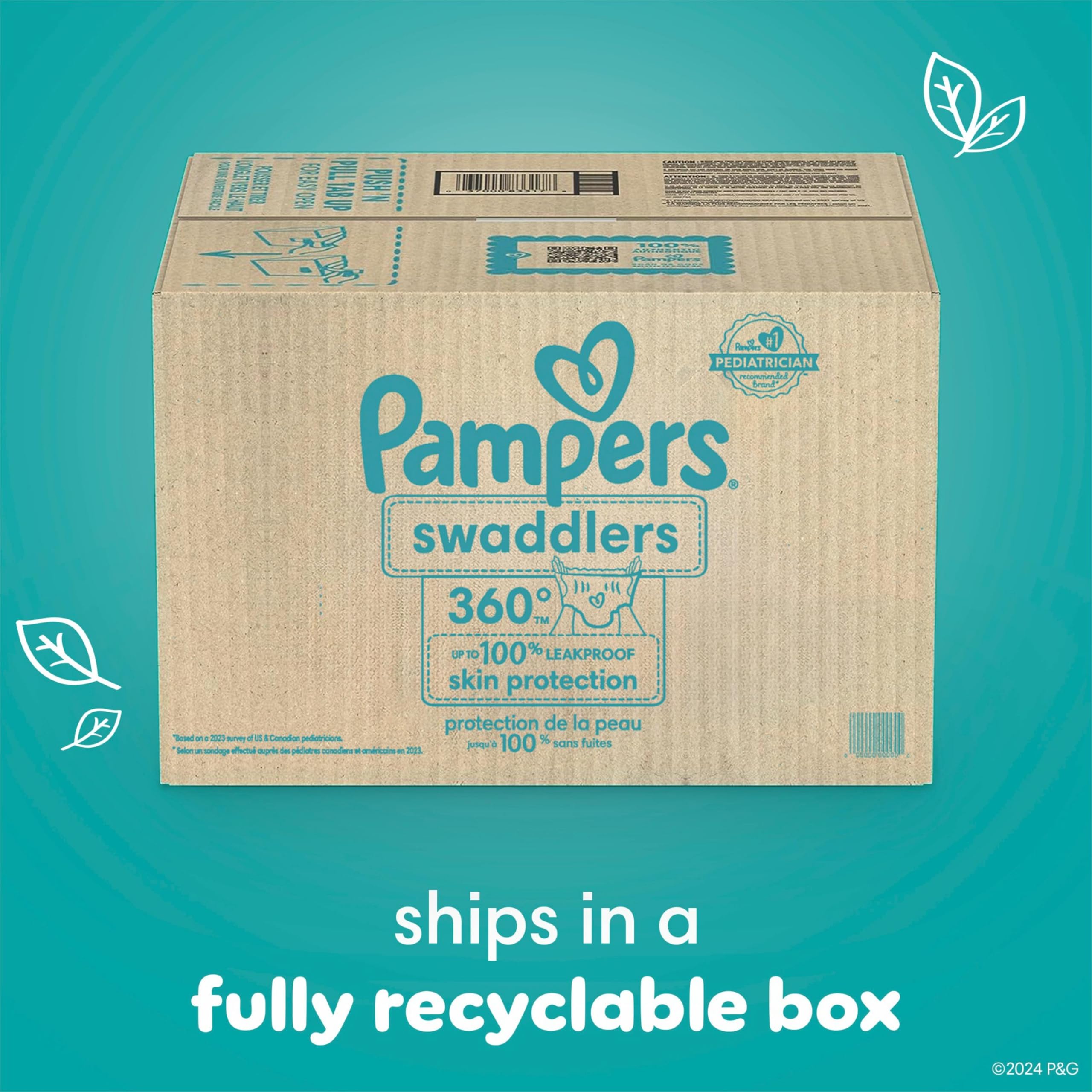 Pampers Diapers - Swaddlers 360 degrees - Size 3, 156 Count, up to 100% Leakproof Comfy Dry Fit, EZ Off Tabs Designed for Easy Changes, Pull On Diaper 🍁 All In One Marketplace Canada