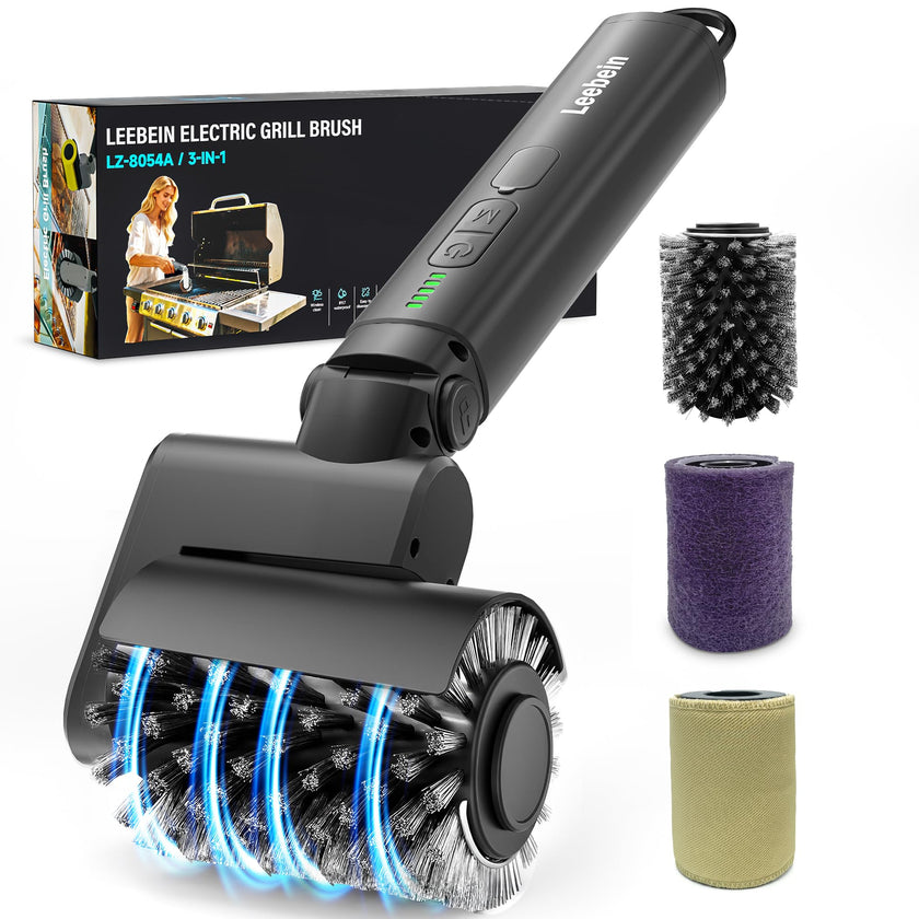 Leebein Electric Grill Brush for Outdoor, 2026 New BBQ Grill Cleaner with 3 Heads, 3-Speed & Angle Adjust Cordless Rotary Grill Brush, 150 Mins Runtime Grill Cleaning Brush for Barbecue Grates 🍁 All In One Marketplace Canada
