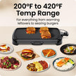 Chefman XL Electric Griddle with Removable Temperature Control, Immersible Flat Top Grill, Burger, Eggs, Pancake Griddle, Nonstick Extra Large Cooking Surface, Slide Out Drip Tray, 25 x 51 CM 🍁 All In One Marketplace Canada