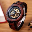 Wooden Mechanical Watch for Men – Skeleton Automatic Wristwatch (30M Waterproof)