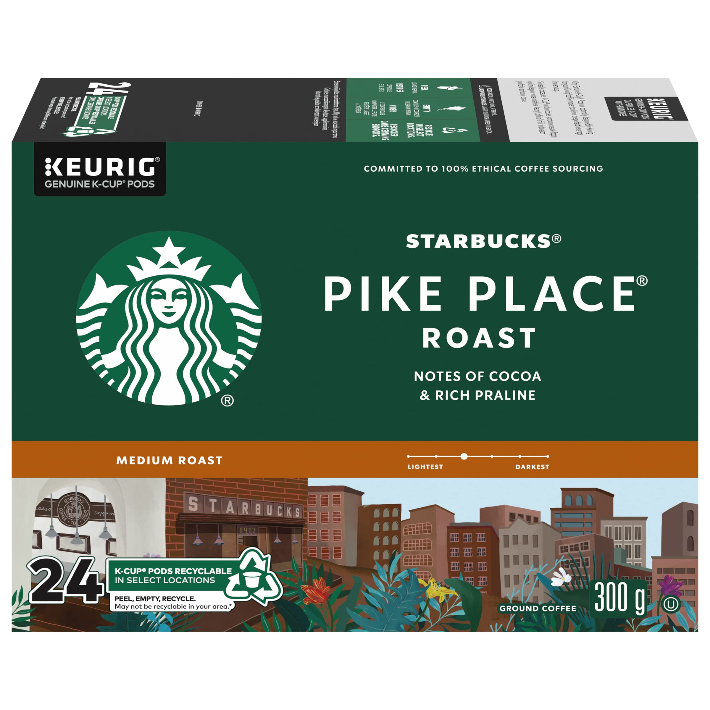 Starbucks Pike Place Medium Roast K-Cups, Single Serve Keurig Compatible Coffee Pods for Keurig Brewers - 24 Capsules 🍁 All In One Marketplace Canada