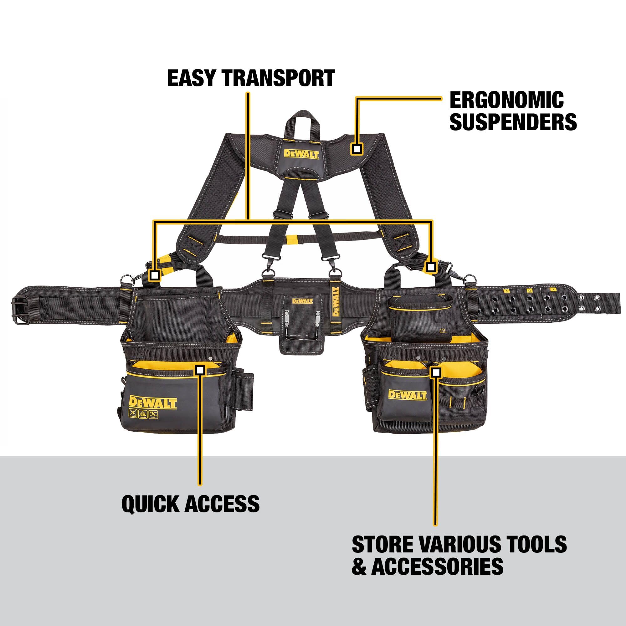 DEWALT Tool Rig Professional Tool Belt with Padded Suspenders, 25 Pockets, Durable Design, Adjustable (DWST540602) 🍁 All In One Marketplace Canada