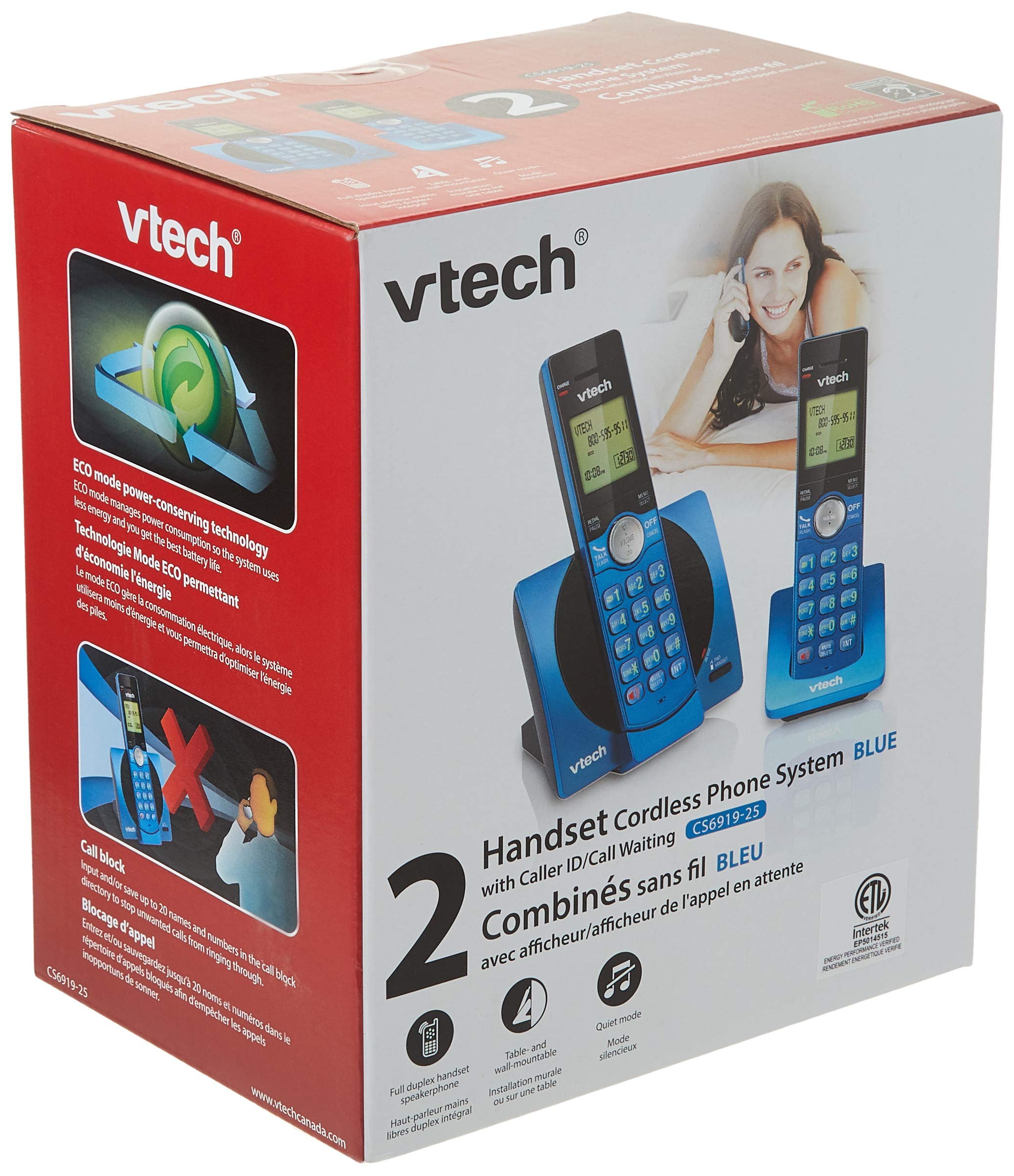 VTech CS6919-25 Dect_6.0 2 Handset Landline Telephone, Metallic Blue 🍁 All In One Marketplace Canada