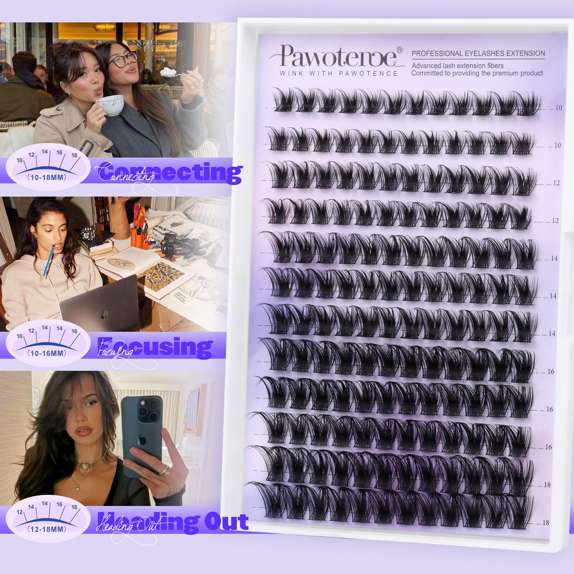 Pawotence Lash Clusters Wispy Cluster Eyelash Extensions 10-18mm Individual Lashes D Curl Cluster Lashes Extension DIY Soft Comfortable Eyelash Clusters with Thin Band 🍁 All In One Marketplace Canada