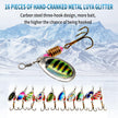 Vkinman 16 Pcs Fishing Lures Spinner Bait with Treble Hooks for Bass Trout Salmon Fishing Tackle Spinnerbait Spoons Metal Sequins Spinners Baits Fishing Bait for Freshwater Saltwater Fishing 🍁 All In One Marketplace Canada
