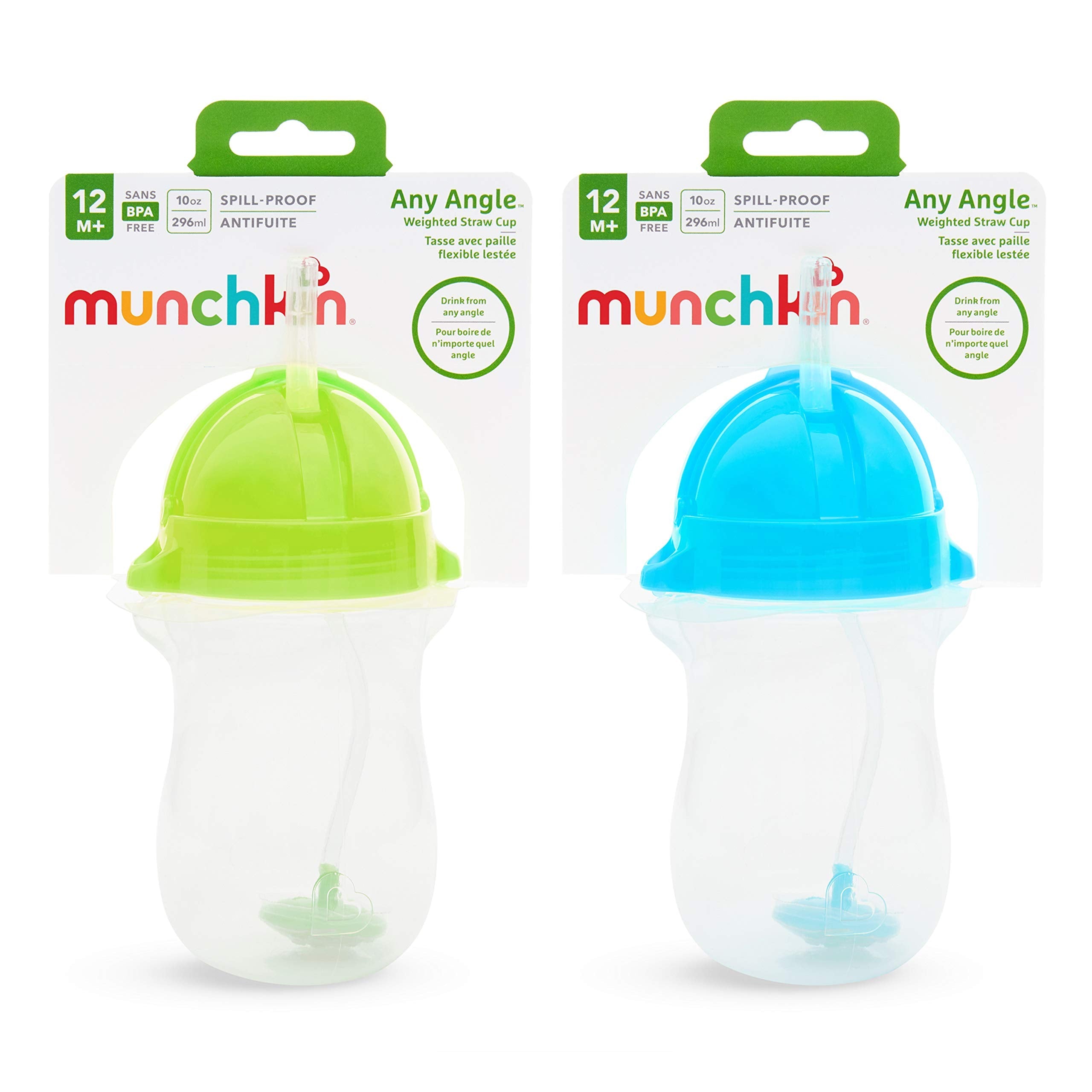 Munchkin Any Angle Weighted Straw Blue and Green Cup, 2 Count 🍁 All In One Marketplace Canada