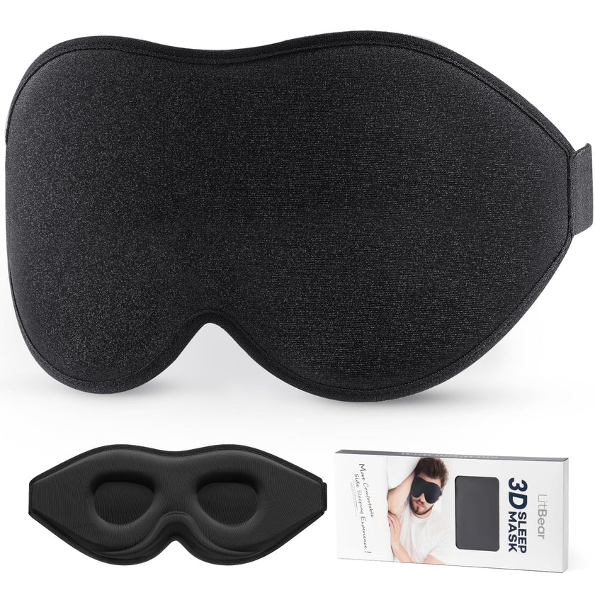 LitBear Sleep Mask for Side Sleeper Women Men, Eye Mask for Sleeping Light Blocking, 3D Contoured Cup Sleeping Mask, Soft Breathable Sleep Eye Mask with Adjustable Elastic Strap for Flight Nap 🍁 All In One Marketplace Canada