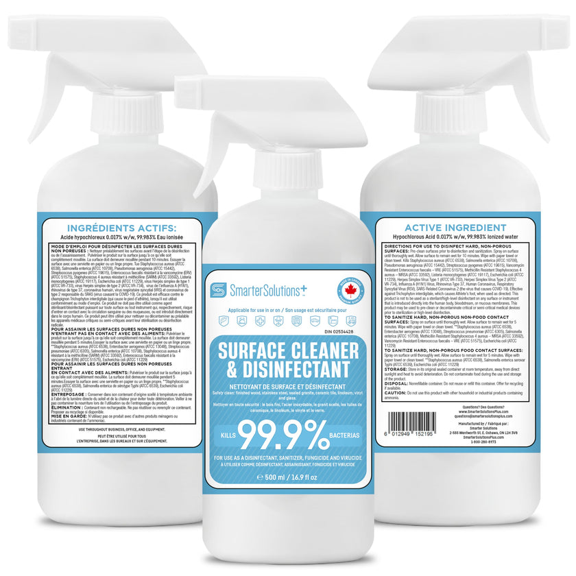 Hypochlorous Acid Spray Cleaning Solution, Made in Canada, Hospital Grade Disinfectant Spray, All-Purpose Sanitizer & Deodorizer, Eliminate Viruses Including Norovirus (2 Pack - 2 x 500ml) 🍁 All In One Marketplace Canada