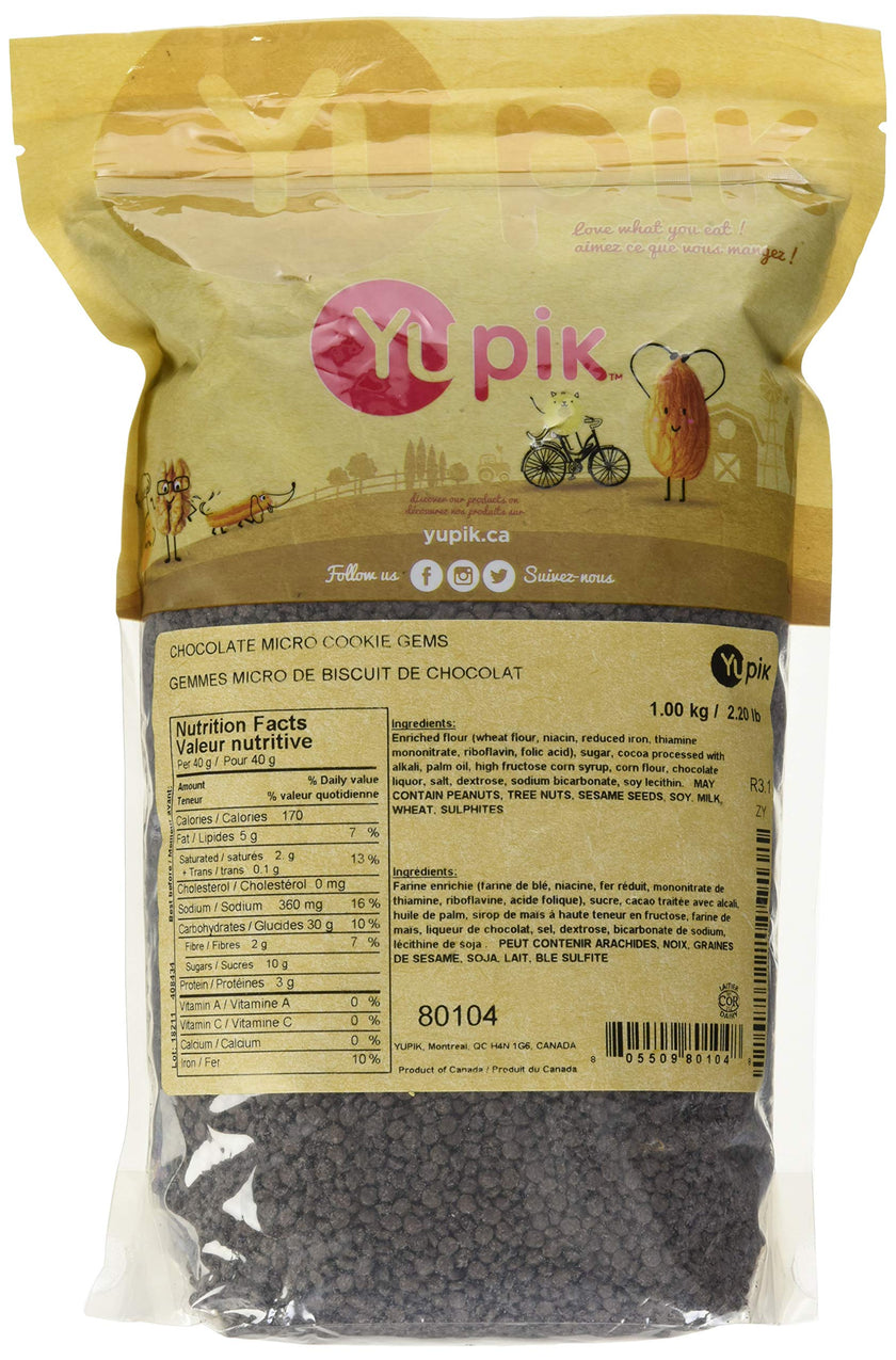 Yupik Chocolate Micro Cookie Gems, 1 kg, Tiny Chocolate Cookie Pieces, High Protein & Fiber, Ideal for Baking, Ice Cream & Yogurt Toppings 🍁 All In One Marketplace Canada