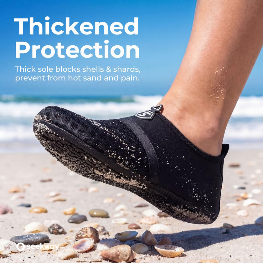 SEEKWAY Water Shoes Women Men Quick-Dry Beach Aqua Socks Barefoot Non Slip Swim Pool Outdoor Surf River Lake Yoga SK001 Black Size 11.5-12.5 W/10.5-11.5 M 🍁 All In One Marketplace Canada