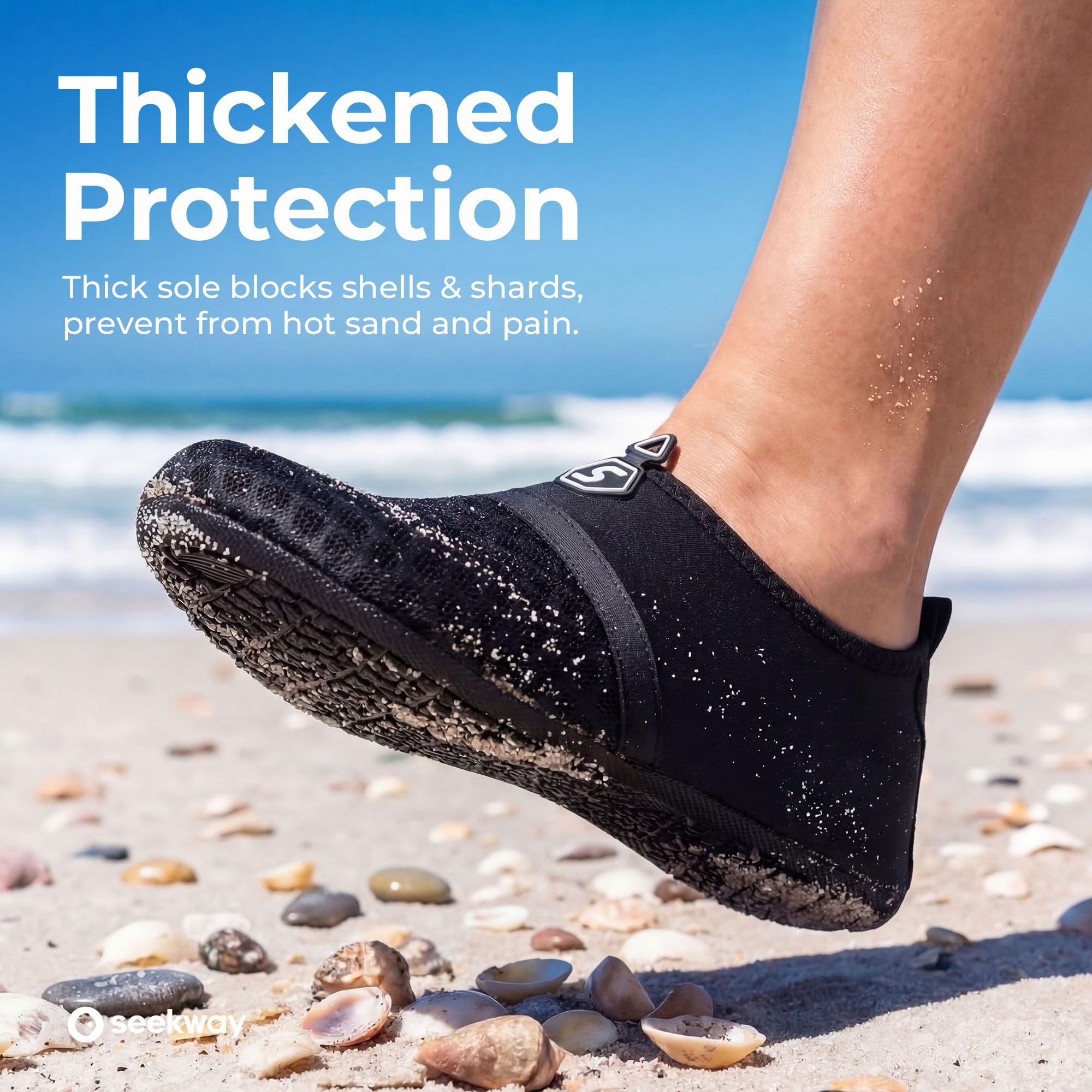 SEEKWAY Water Shoes Women Men Quick-Dry Beach Aqua Socks Barefoot Non Slip Swim Pool Outdoor Surf River Lake Yoga SK001 Black Size 10-11 W/9-10 M 🍁 All In One Marketplace Canada