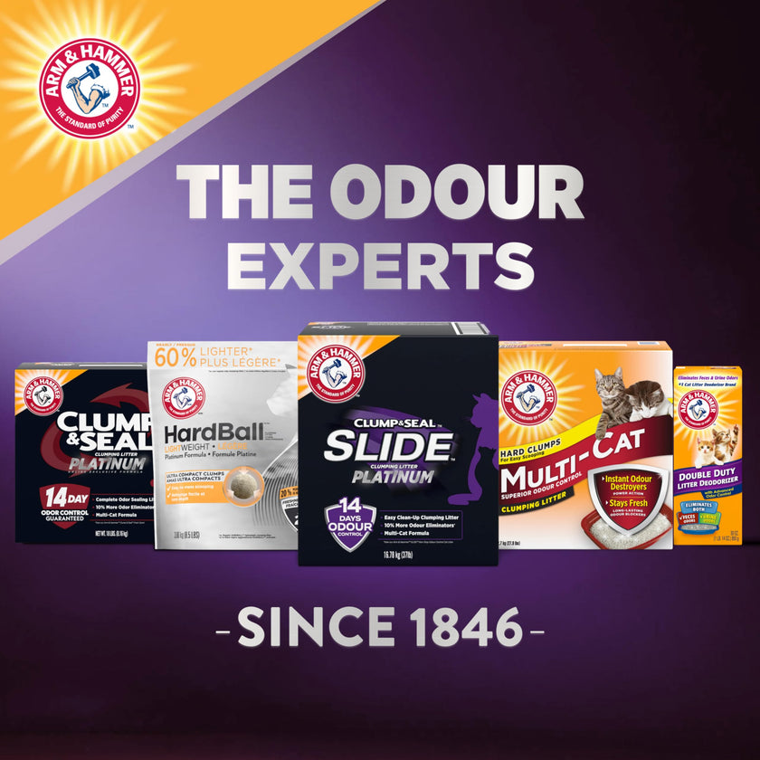 ARM & HAMMER Platinum Clumping Cat Litter, 2x Longer odour Control, Multi-Cat Clay, Ultimate 14-Day Freshness, Extra Oduor Eliminators, Effortless Clean, Dust-Free, Heavy-Duty Clumping, 16.78 kg 🍁 All In One Marketplace Canada