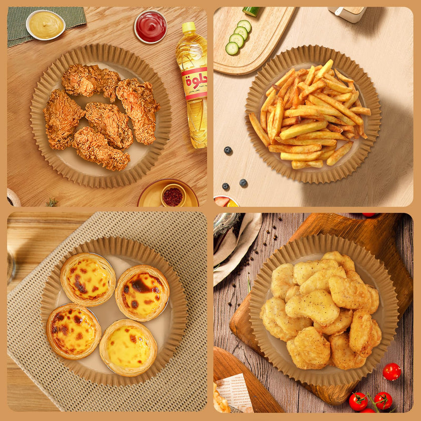 200pcs Air Fryer Disposable Paper Liner, Non-Stick Disposable Air Fryer Parchment Paper Liners, Baking Paper for Air Fryer Oil-Proof, Water-Proof, Food Grade Parchment（6.3