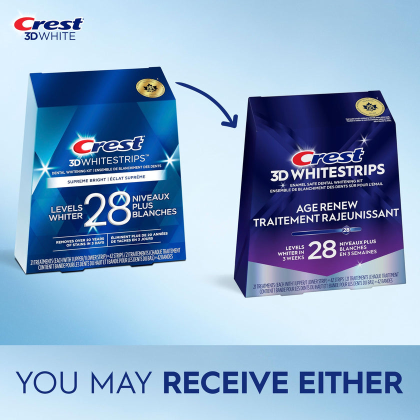 Crest 3D Whitestrips Age Renew At-home Teeth Whitening Kit, 21 Treatments, 28 Levels Whiter 🍁 All In One Marketplace Canada