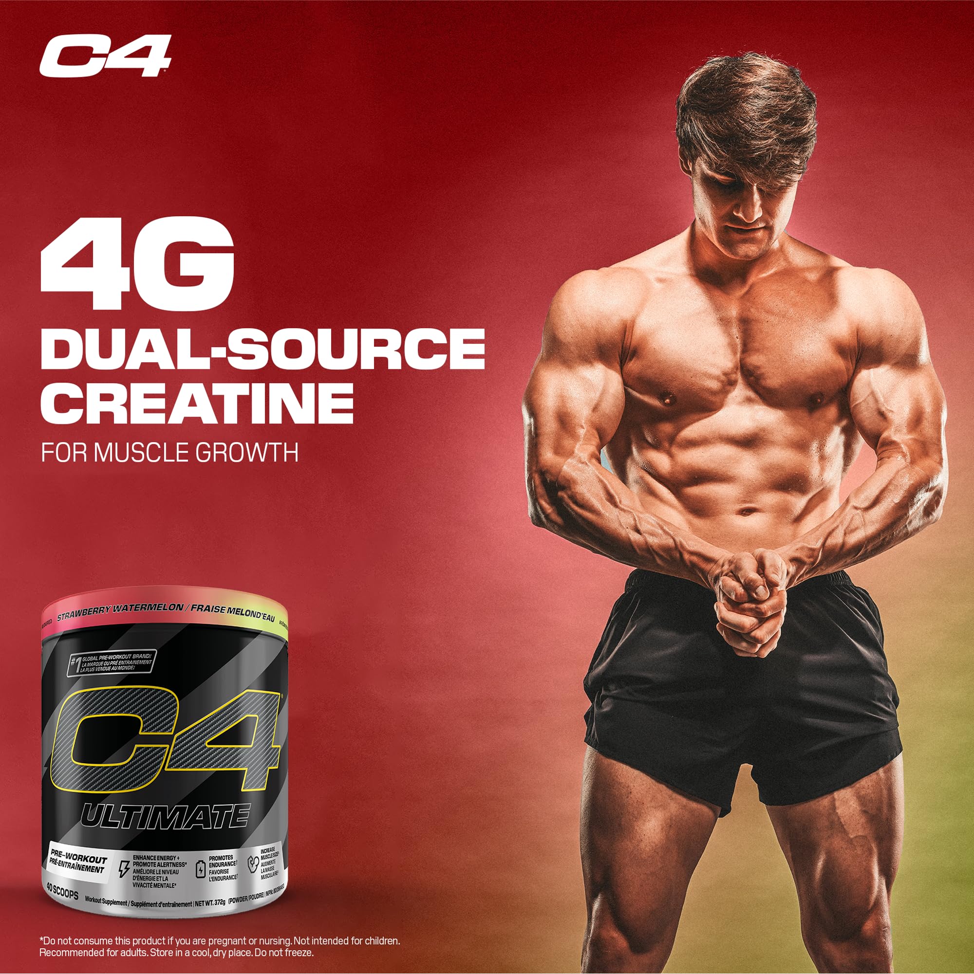 Cellucor C4 Ultimate Pre Workout Powder - Sugar Free Preworkout Energy with 300mg Caffeine and Creatine for Men & Women - Strawberry Watermelon, 20 Servings 🍁 All In One Marketplace Canada