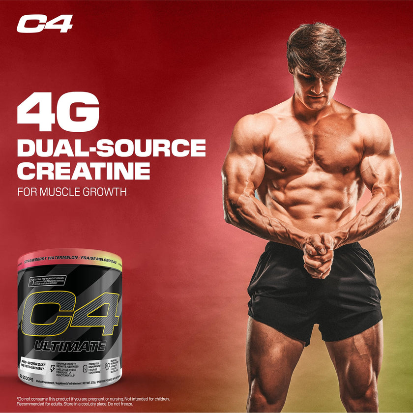 Cellucor C4 Ultimate Pre Workout Powder - Sugar Free Preworkout Energy with 300mg Caffeine and Creatine for Men & Women - Strawberry Watermelon, 20 Servings 🍁 All In One Marketplace Canada