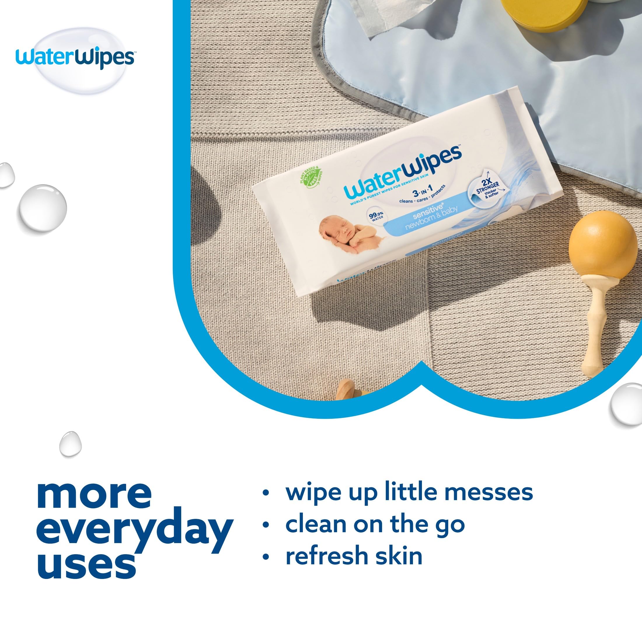 WaterWipes Plastic-Free Original Baby Wipes, 99.9% Water Based Wipes, Unscented & Hypoallergenic for Sensitive Skin, 1080 Count (18 packs) 🍁 All In One Marketplace Canada