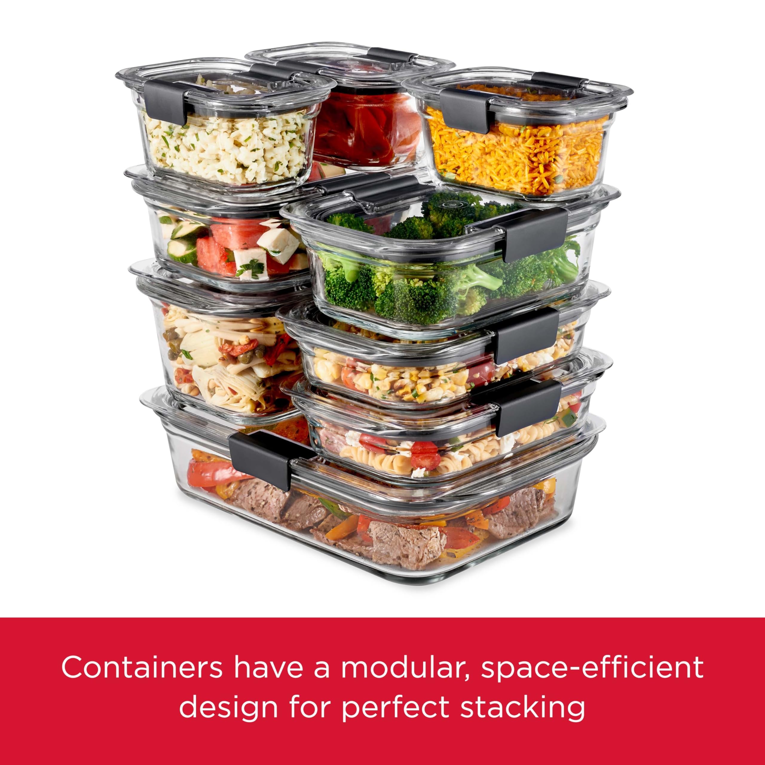 Rubbermaid 2118315 Brilliance Glass Storage 8-Cup Food Containers with Lids, 2-Pack (4 Pieces Total), BPA Free and Leak Proof, Large, Clear 🍁 All In One Marketplace Canada