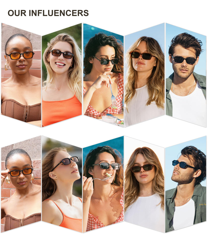 SOJOS Trendy Rectangle Polarized Sunglasses Womens Mens, Small Retro Fashion Thin Slim Square Sunnies SJ2610, Black/Grey 🍁 All In One Marketplace Canada
