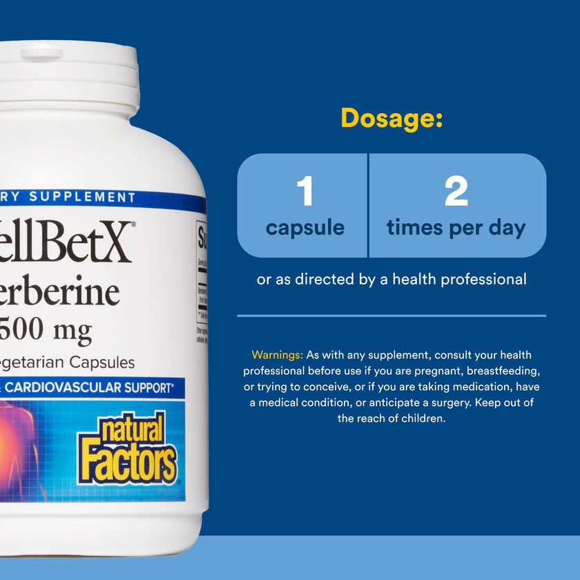 Natural Factors - WellBetX Berberine 500 mg, 120 capsules 🍁 All In One Marketplace Canada