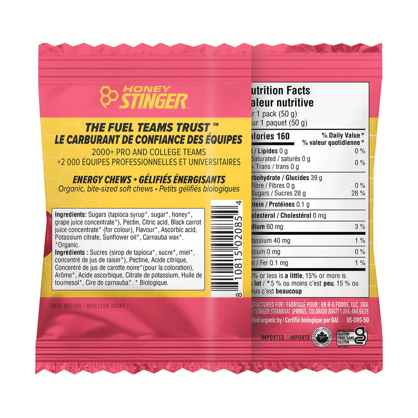 Honey Stinger Organic Cherry Blossom Energy Chew | Gluten Free & Caffeine Free | For Exercise, Running and Performance | Sports Nutrition for Home & Gym, Pre and Mid Workout | 12 Pack, 50g 🍁 All In One Marketplace Canada