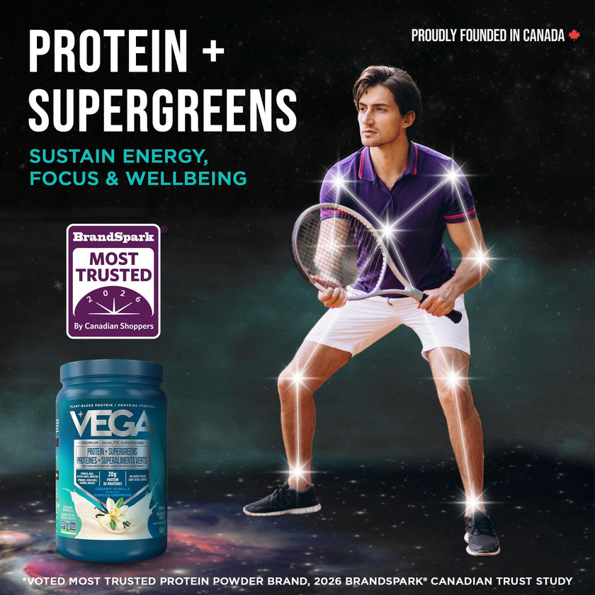 Vega Protein + Supergreens Vegan Plant Based Protein Powder – 20g Organic Pea Protein, Dairy-free, Healthy Breakfast Shake – Vanilla, 21 Servings, 614 grams (Pack of 1) 🍁 All In One Marketplace Canada