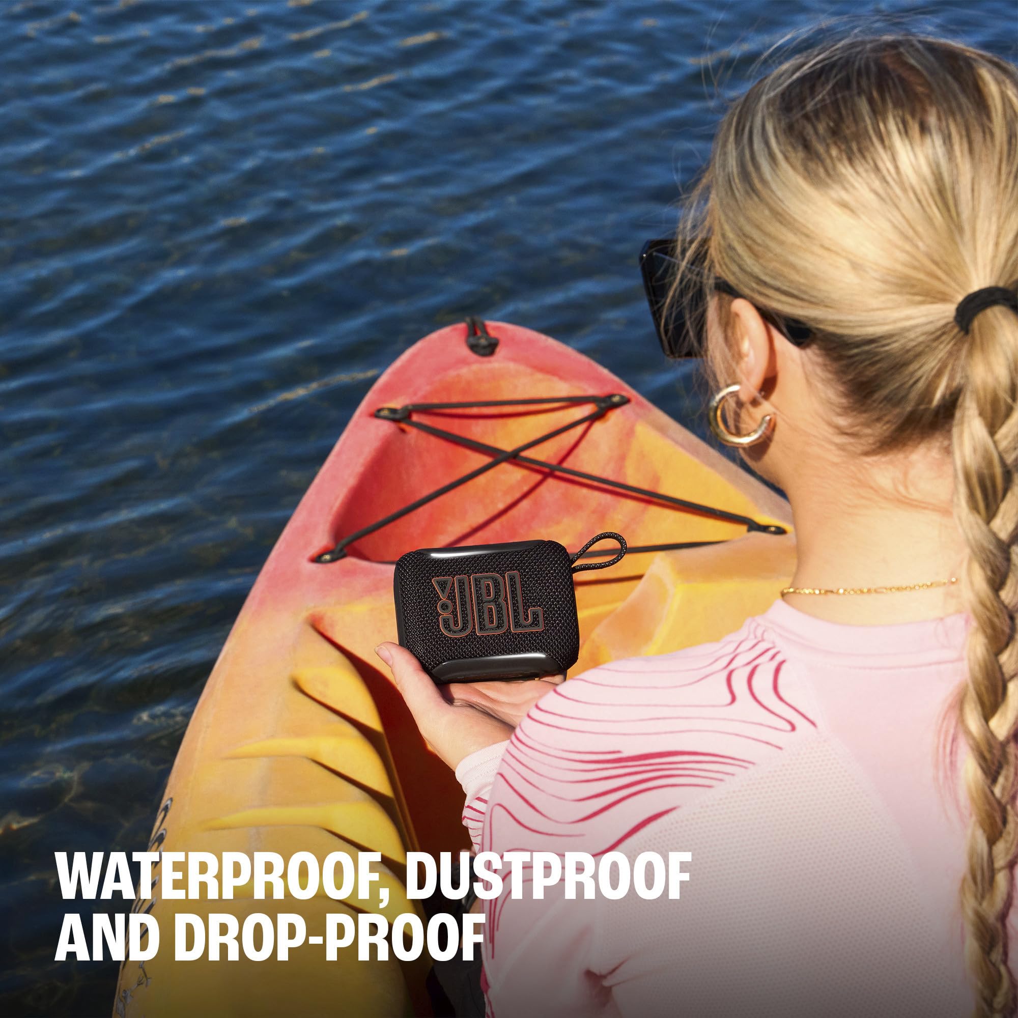 JBL Go 5 - Ultra-Portable Waterproof & Drop-Proof Speaker with JBL Legendary Sound & Ambient Edge Lighting, AirTouch Instant Stereo Pairing or Link Multiple Compatible Speakers via Auracast™ (Red) 🍁 All In One Marketplace Canada