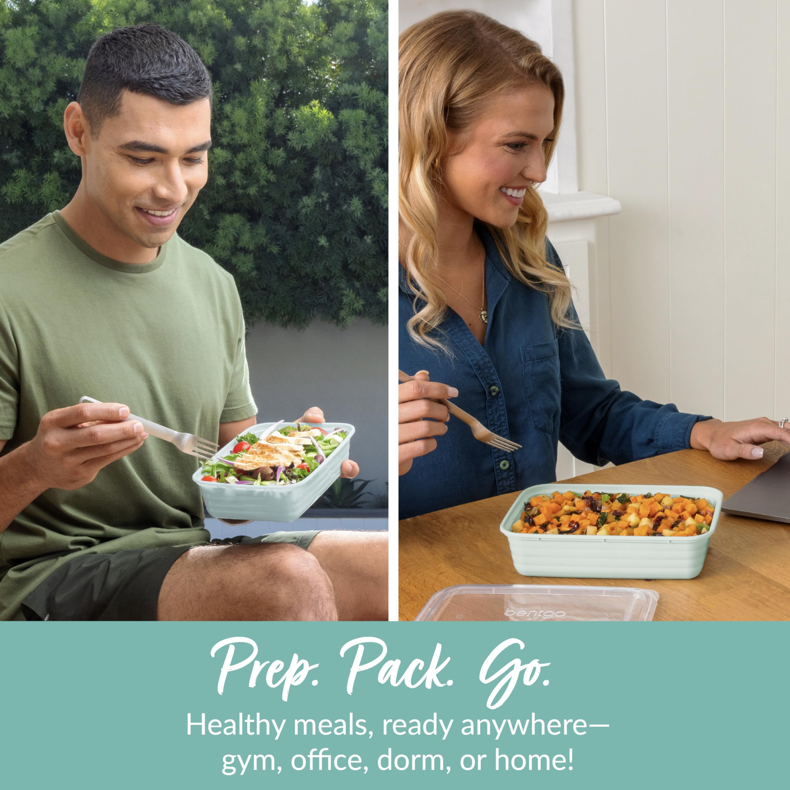 Bentgo Prep 1-Compartment Meal-Prep Containers with Custom-Fit Lids - Microwaveable, Durable, Reusable, BPA-Free, Freezer and Dishwasher Safe Food Storage Containers - 10 Trays & 10 Lids (Mint) 🍁 All In One Marketplace Canada