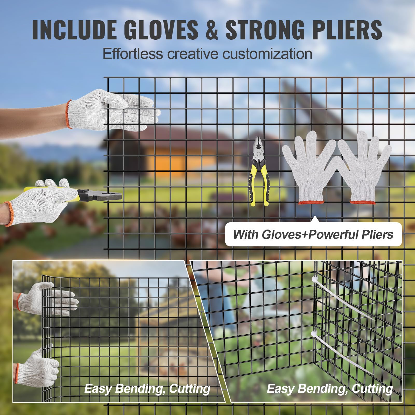 VEVOR Hardware Cloth, 48'' x 50' Galvanized Wire Mesh Roll, 19 Gauge Chicken Wire Fence Roll, Vinyl Coating Metal Wire Mesh for Chicken Coop Barrier, Rabbit Snake Fences, Poultry Enclosures 🍁 All In One Marketplace Canada