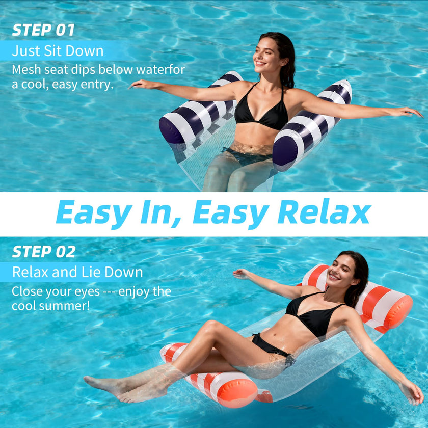 HeyStookie 4 Pack Water Hammock & Pool Floaties for Adults, Multi-Purpose Inflatable Pool Toy, 4 in 1 Portable Water Hammock for Pool, Non-Stick PVC Material, 51×27 Inches 🍁 All In One Marketplace Canada