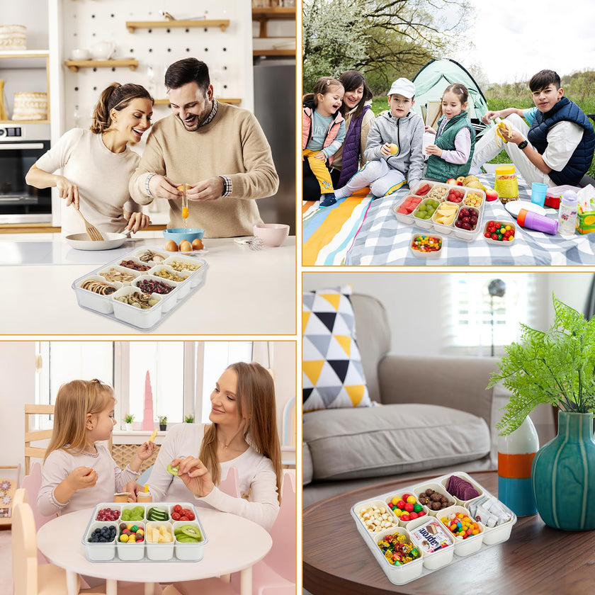 BETA SPACE Snack Box Containers, Divided Serving Tray with Lid, Veggie Tray Snackle Box Charcuterie Board with Lid,8 Inside Containers 🍁 All In One Marketplace Canada