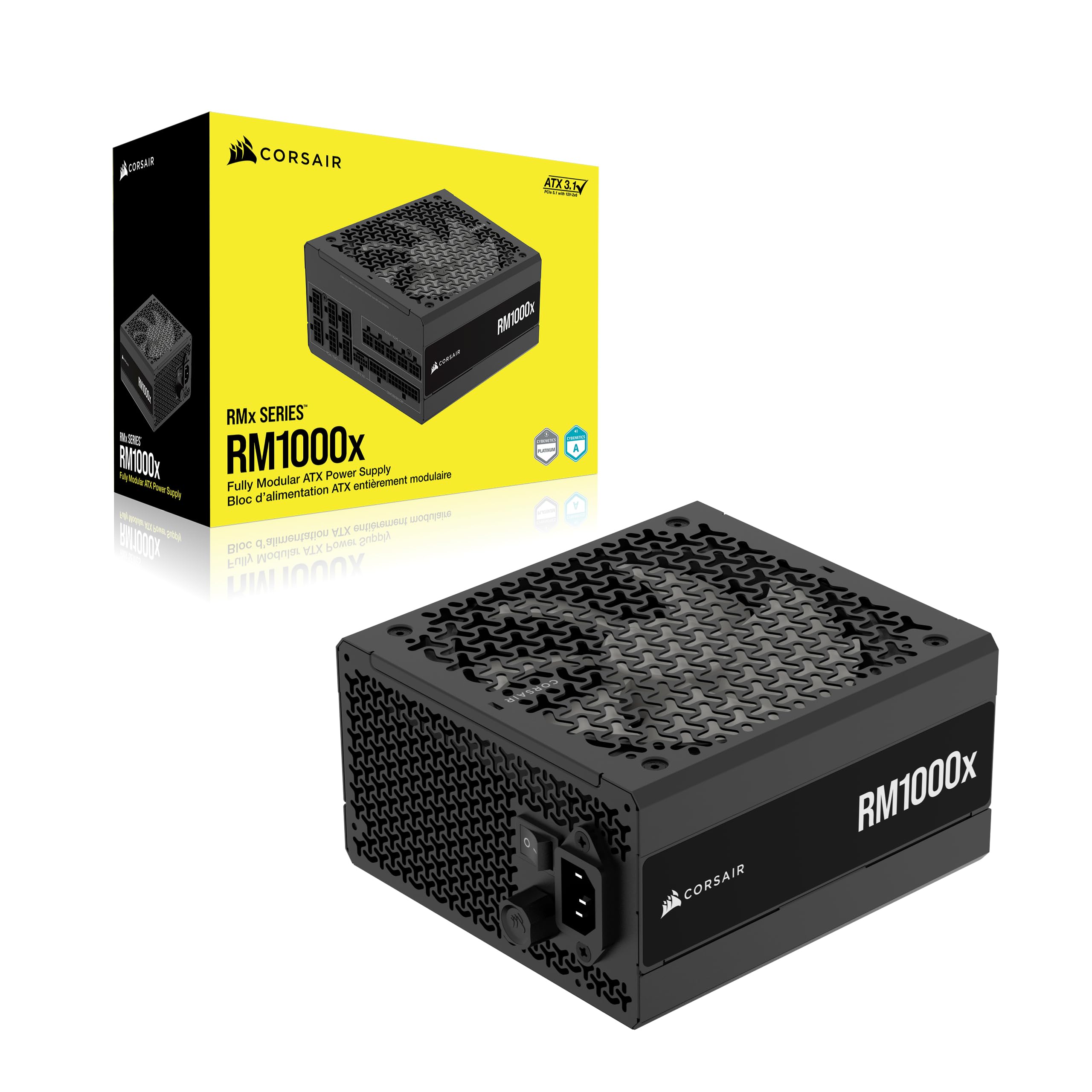 CORSAIR RM1000x Fully Modular Low-Noise ATX Power Supply – ATX 3.1 Compliant – PCIe 5.1 Support – Cybenetics Gold Efficiency – Native 12V-2x6 Connector – Black 🍁 All In One Marketplace Canada