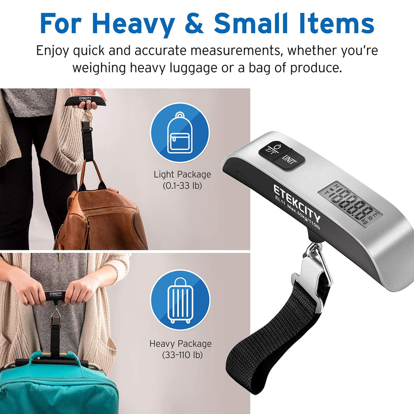 Etekcity Digital Hanging Luggage Scale, Portable Handheld, Suitcase Scale with Rubber Paint, Temperature Sensor, 110 Pounds 🍁 All In One Marketplace Canada