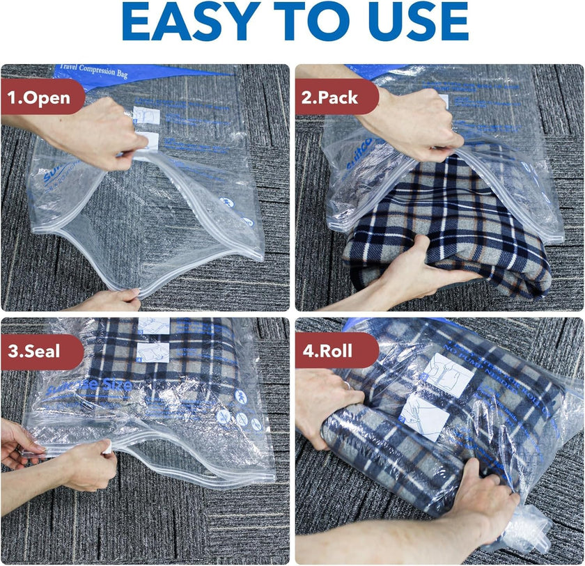 16Pack Vacuum Travel Bags with Portable Electric Pump,(2J/2L/2M2S/4 ROLLER BAG/4 SMALL ROLLER BAG),Travel Vacuum Bag with Pump, vacuum seal bags for clothing travel 🍁 All In One Marketplace Canada
