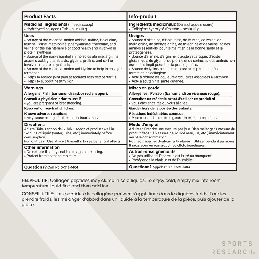 Sports Research® Marine Collagen Peptides Powder - Sourced from Wild-Caught Fish, Pescatarian Friendly, Keto Certified & Non-GMO Verified - Easy to Mix in Water or Juice! (34 Servings) 🍁 All In One Marketplace Canada