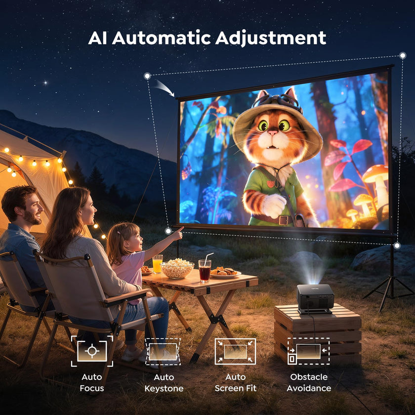 Smart Projector 4K【Google TV 14.0 & Dolby】Short Throw Mini Projectors with Auto Focus & Keystone|Compatible with Netflix|HDR10,Portable Outdoor Projecteur with WiFi & Bluetooth for Movie/Home/Bedroom 🍁 All In One Marketplace Canada