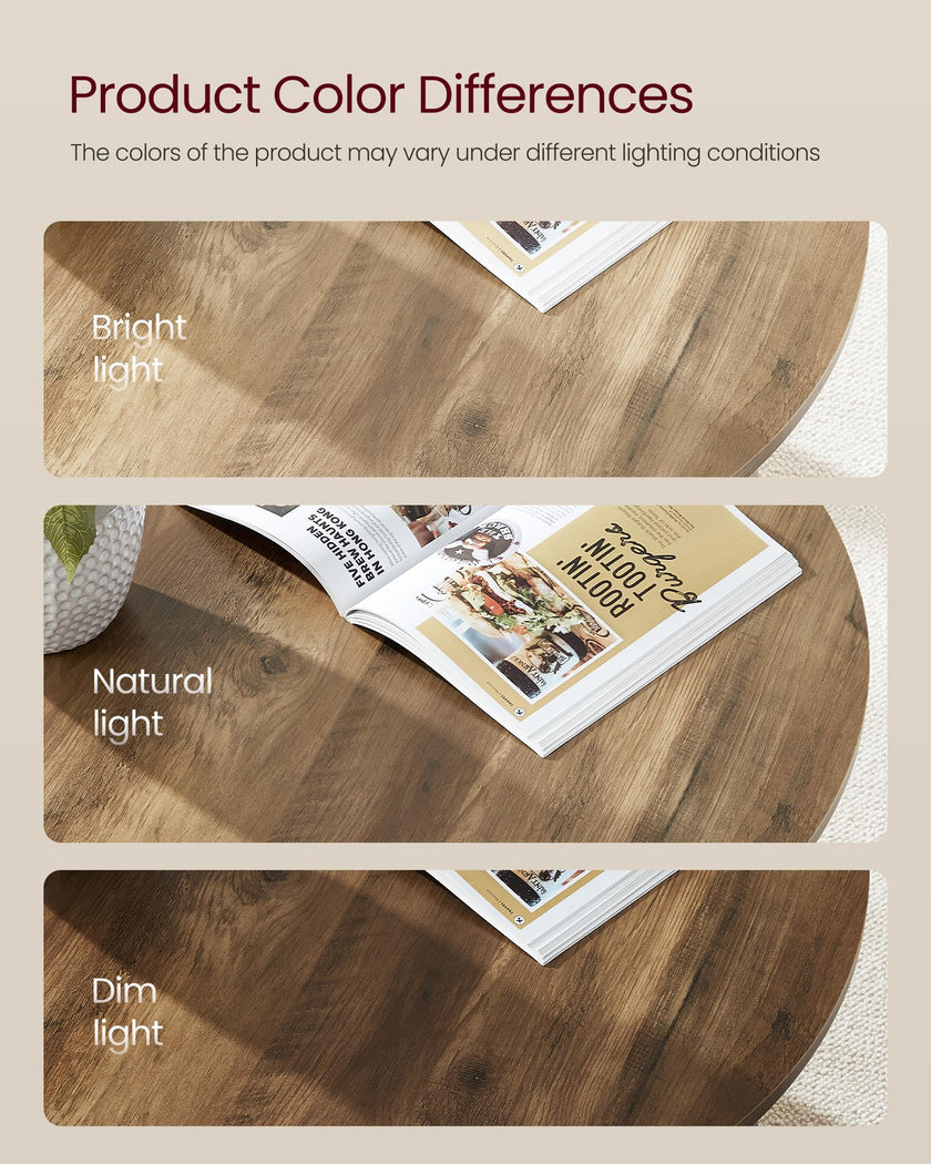 VASAGLE MAEZO Collection - Round Coffee Table, 2-Tier Center Table with Storage, Tapered Legs, Curved Transitions, 80 x 45 cm, Easy Assembly, for Living Room, Honey Brown ULCT243K41 🍁 All In One Marketplace Canada