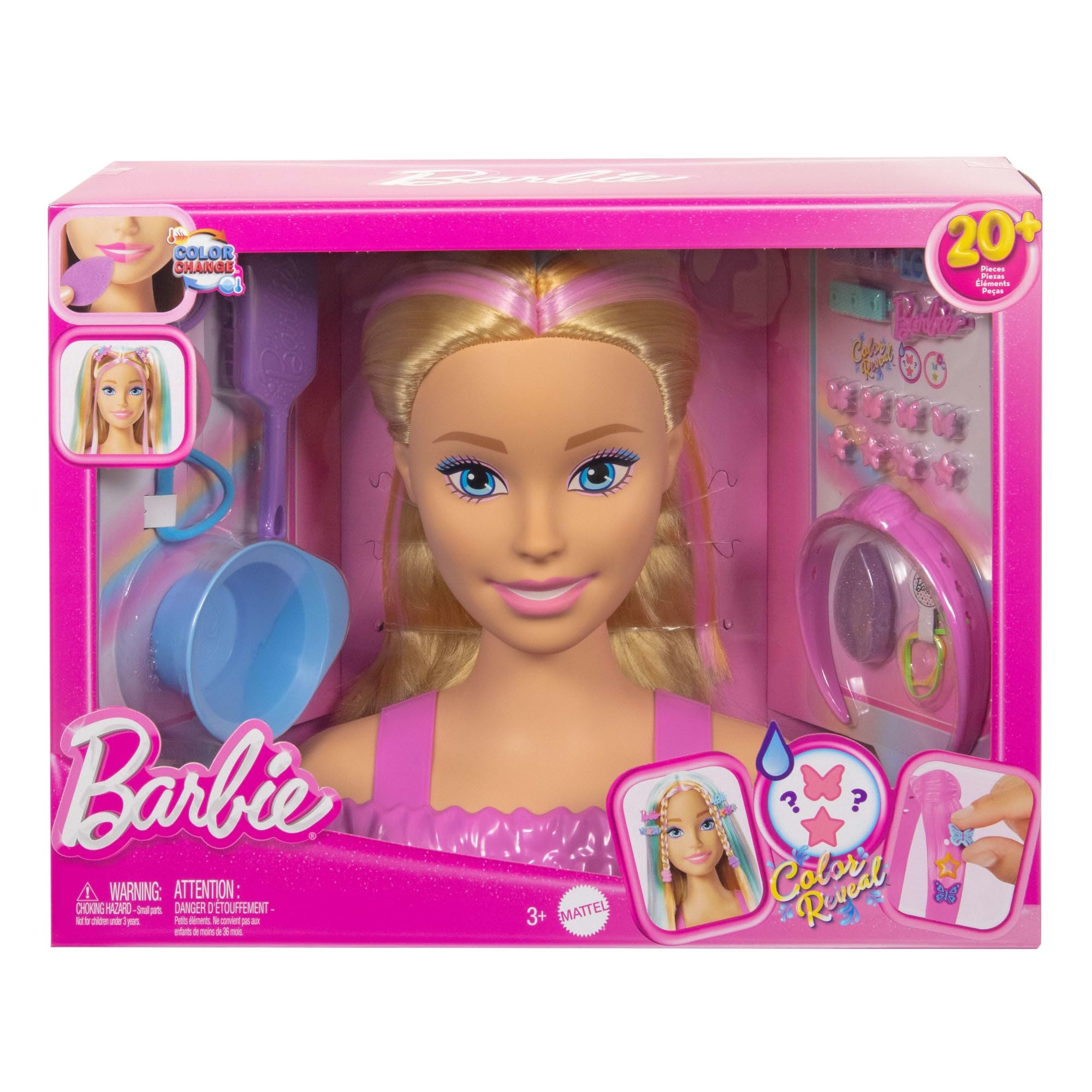 Barbie Doll Styling Head, Blonde Hair with 20+ Hair Styling Accessories Including Star & Butterfly Color Change Hair Clips 🍁 All In One Marketplace Canada