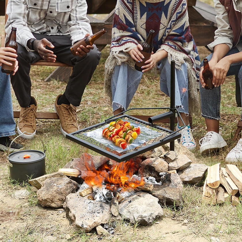 VEVOR Swivel Campfire Grill, Fire Pit Grill Grate, Heavy Duty Steel Grill Grates, 360° Adjustable Open Outdoor Cooking Equipment, Portable Camp Fire Racks for Camping Outdoor BBQ 🍁 All In One Marketplace Canada
