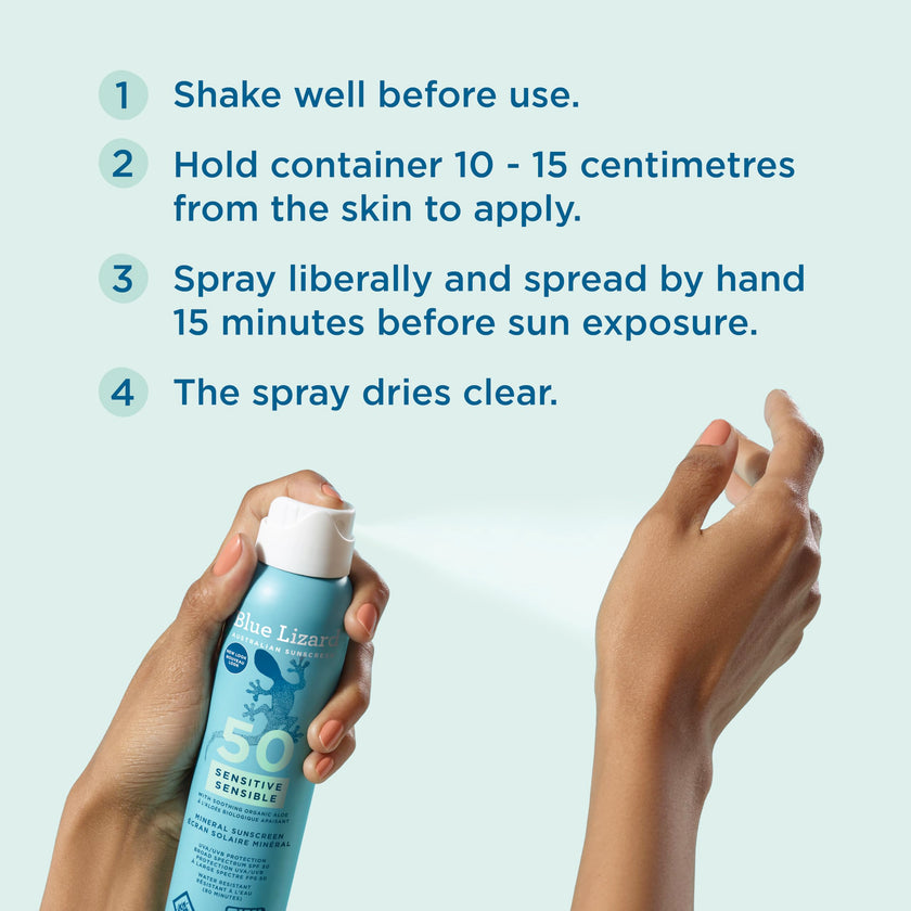 Blue Lizard Sensitive Mineral SPF 50 Spray, Broad-Spectrum UVA/UVB Protection, Water-Resistant, Zinc Oxide Formula, 142 g 🍁 All In One Marketplace Canada
