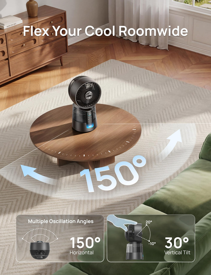 DREO TurboCool Misting Fan 516S, 150°+30°Omni-directional Oscillating Cooling Desk Fans that Blow Cold Air, 26 ft/s,Evaporative Air Cooler, 20dB, 6 Speeds 2 Modes, Remote & APP, RGB, Indoor, Grey 🍁 All In One Marketplace Canada
