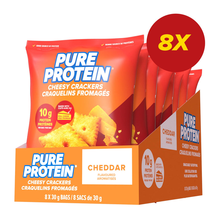 Pure Protein Cheesy Crackers, Cheddar, High Protein Snack, 10G Protein, Pack of 8 🍁 All In One Marketplace Canada