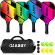 OLANNY Graphite Pickleball Paddles 4 Pack - Premium Rackets Fiber Face & Polymer Honeycomb Core Pickleball Set Includes 4 Pickleball Paddles + Balls+1 Bag (Gradient Pickleball Paddles) 🍁 All In One Marketplace Canada