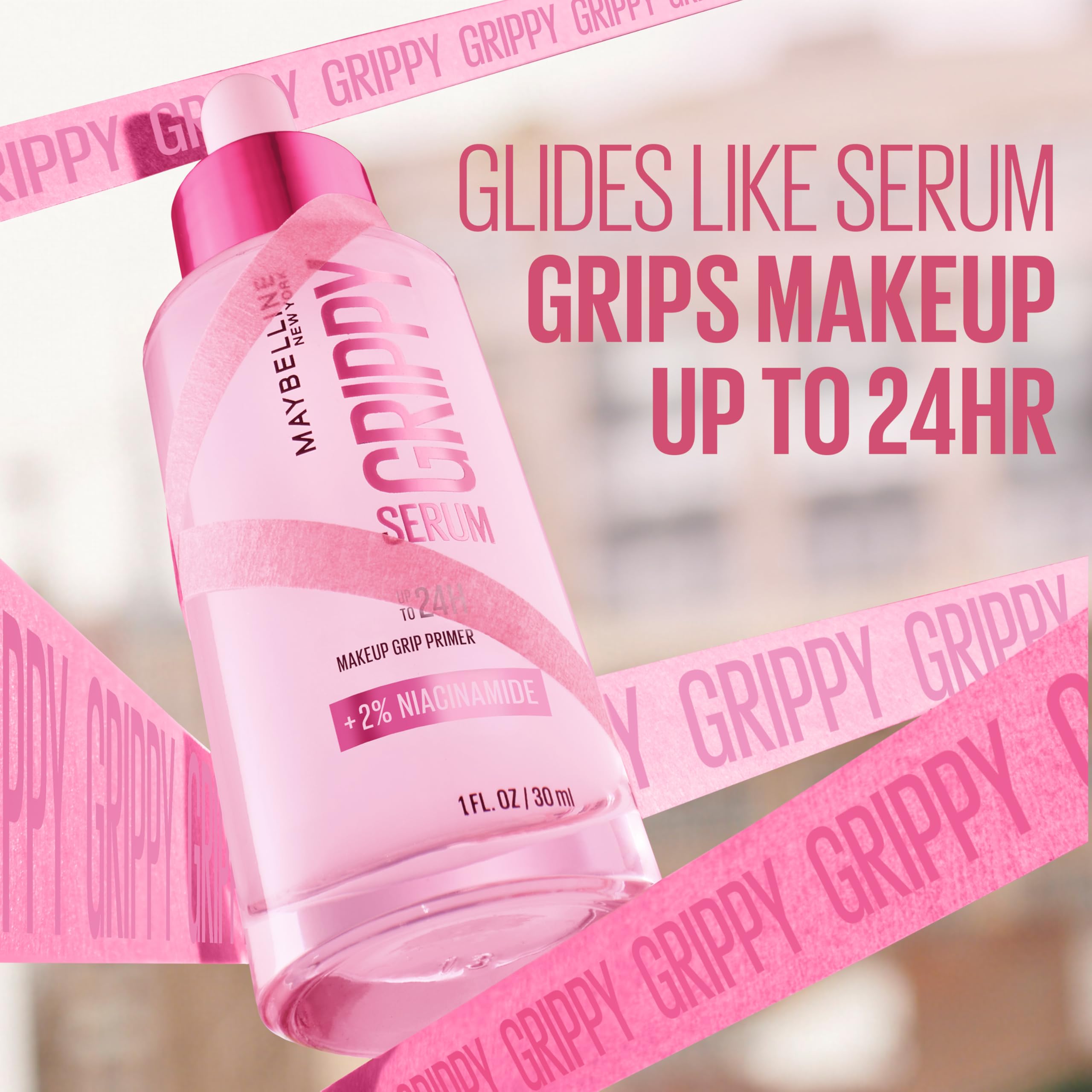 Maybelline Grippy Serum Primer, Hydrating Makeup Primer with 2% Niacinamide For Up To 24HR Make Up Wear, Glides Like Serum, Plumped Skin Look, Clear, 30 ml 🍁 All In One Marketplace Canada