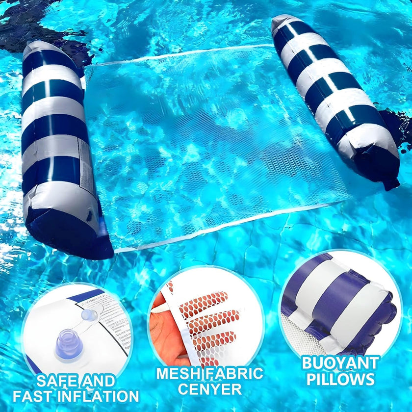 Meegoo Pool Floaties for Adults, 2 Pack Inflatable Water Hammock with Bottom Mesh, Fun Swimming Pool Float Chair, Beach Essentials for Vacation Travel, Heavy Duty Lake Inflatable Lounger Rest 🍁 All In One Marketplace Canada
