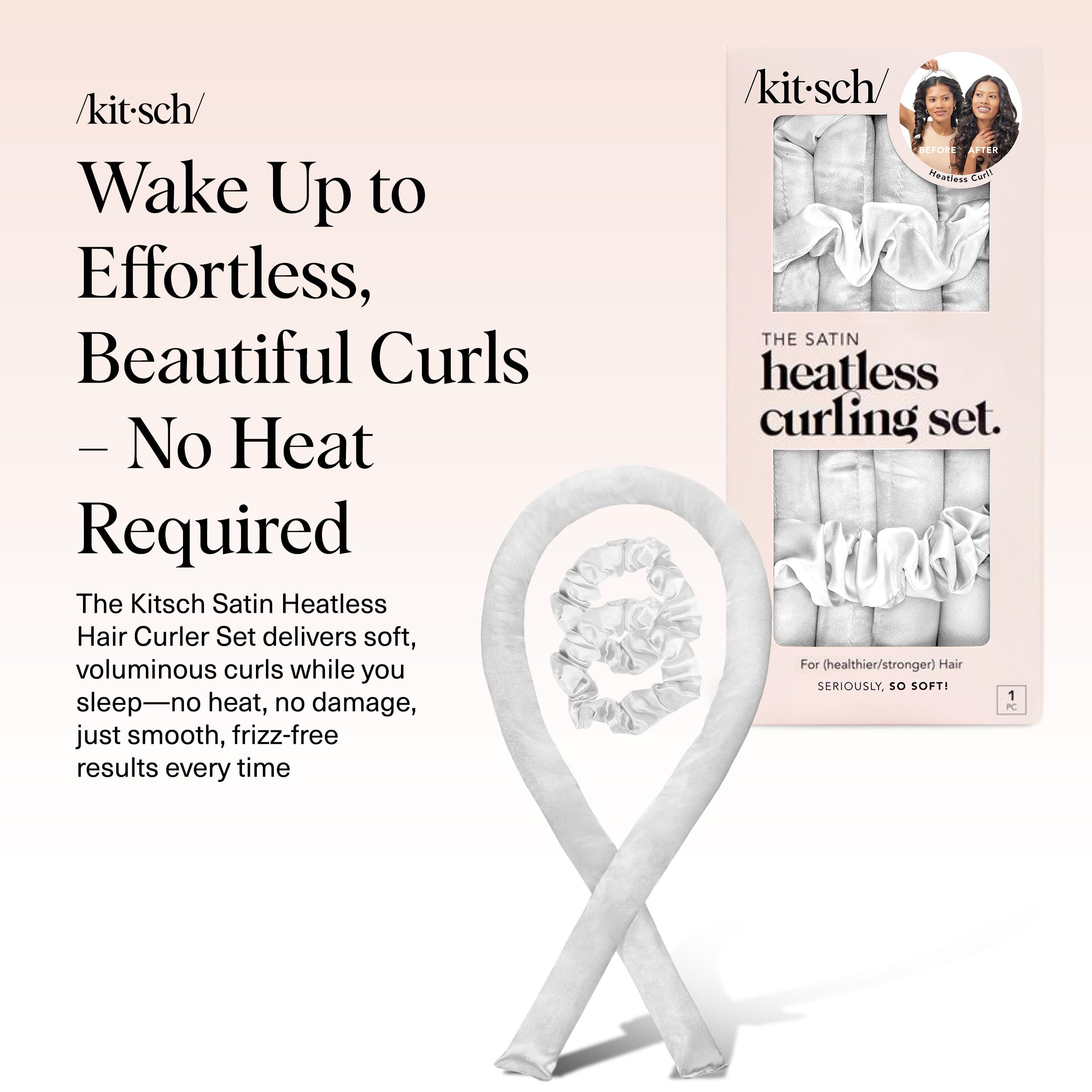 Kitsch Satin Heatless Curlers Set – Heatless Curls Overnight w/ 34