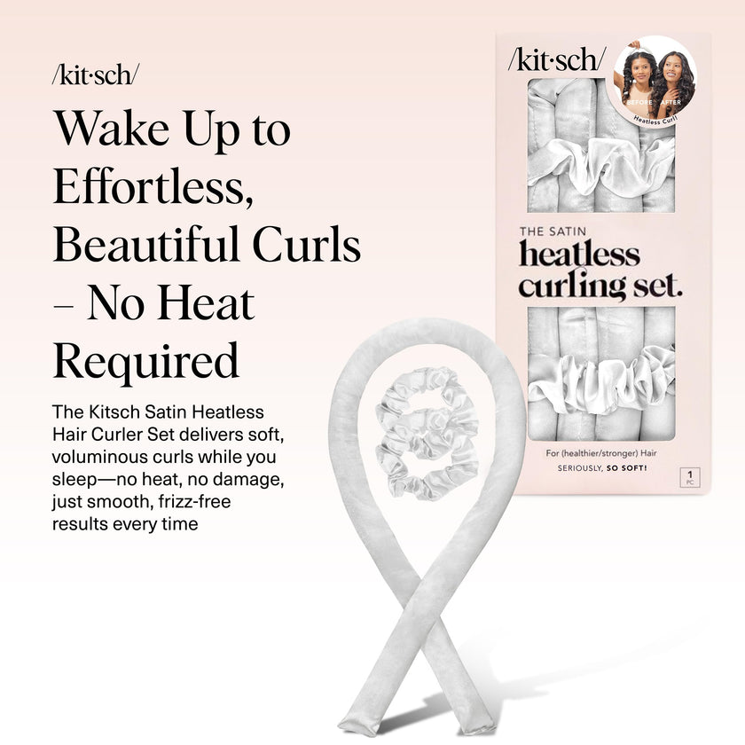 Kitsch Satin Heatless Curlers Set – Heatless Curls Overnight w/ 34