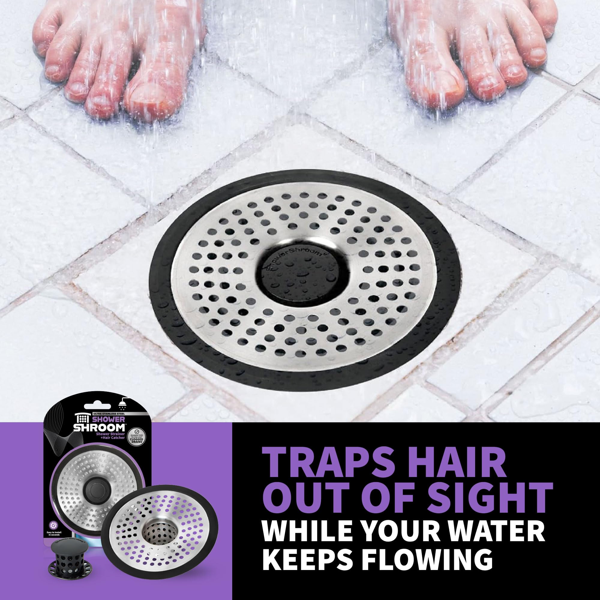 ShowerShroom SHSULT755 Ultra Revolutionary Shower Hair Catcher Drain Protector, Stainless 🍁 All In One Marketplace Canada
