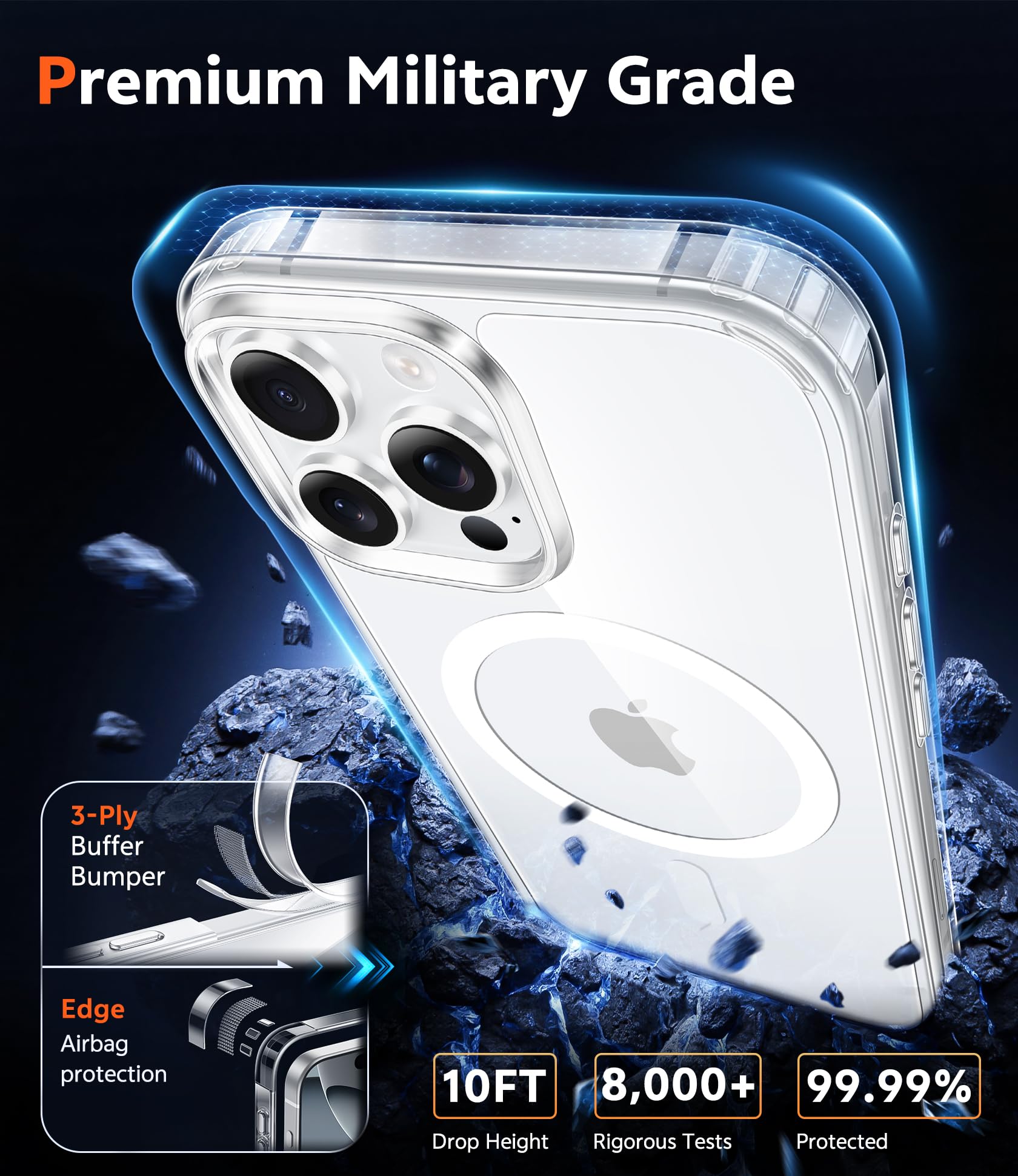FNTCASE for iPhone 16 Pro Case: Clear Magnetic Phone Cases with Screen Protector Slim Anti Yellowing Rugged Shockproof Protective Transparent Cell Phone Cover (A-Clear Magnetic) 🍁 All In One Marketplace Canada